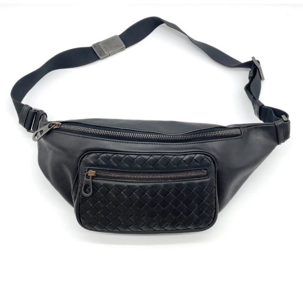 Bottega Veneta Black Intrecciato Leather Belt Bag